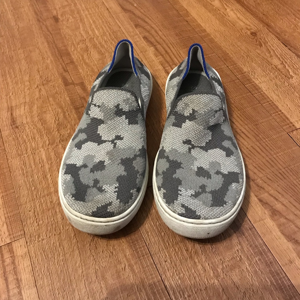 Rothy’s Youth Size 3 Camo Camouflage Grey Sneakers Slip On Shoes